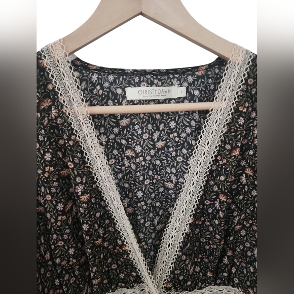 Christy Dawn Black Floral Lace-Trim Dress - Picture 5 of 6